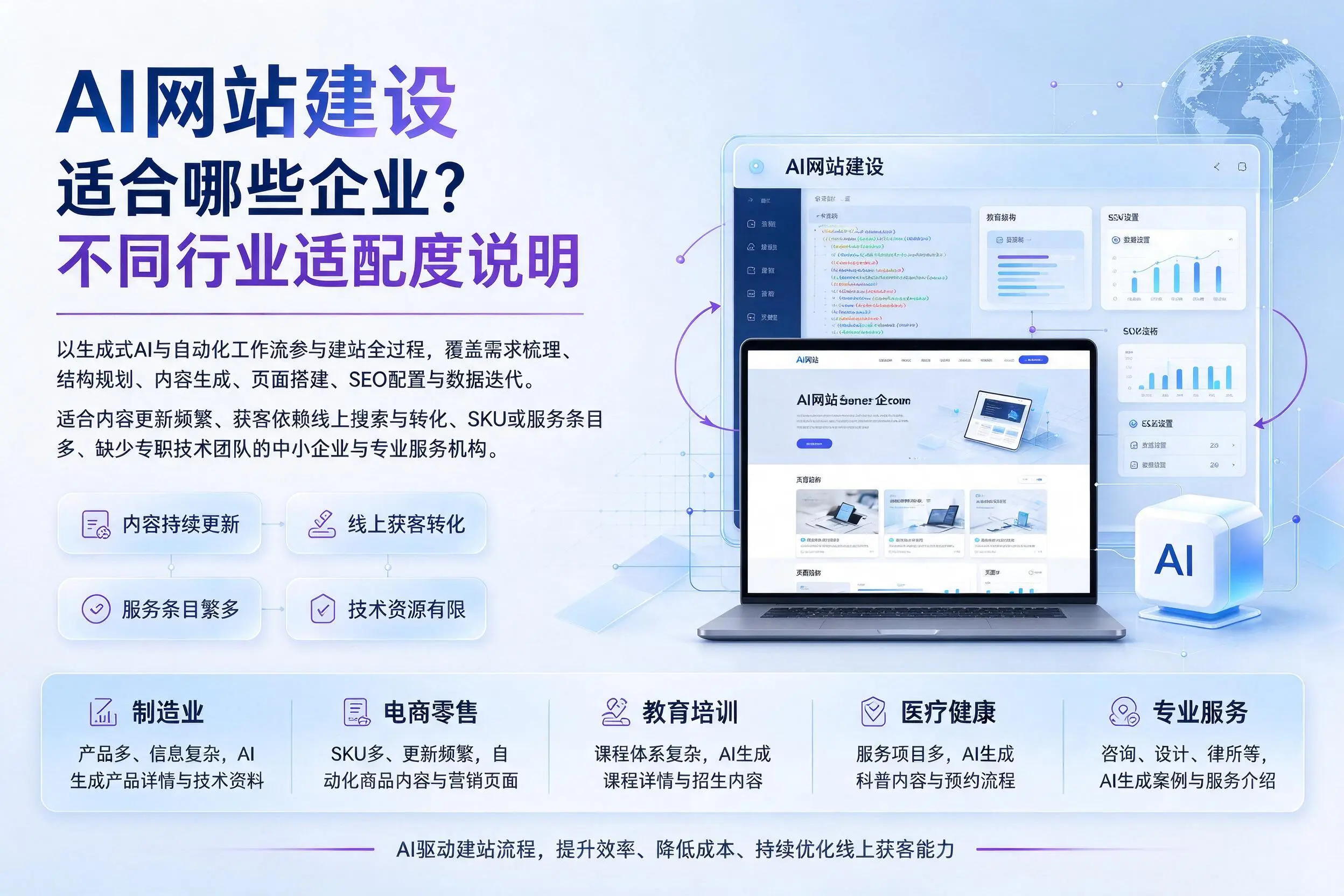AI网站建设适合哪些企业?珠海不同行业适配度说明